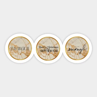 3x1 elegant gold design merry Christmas and Happy New Year magical Sticker